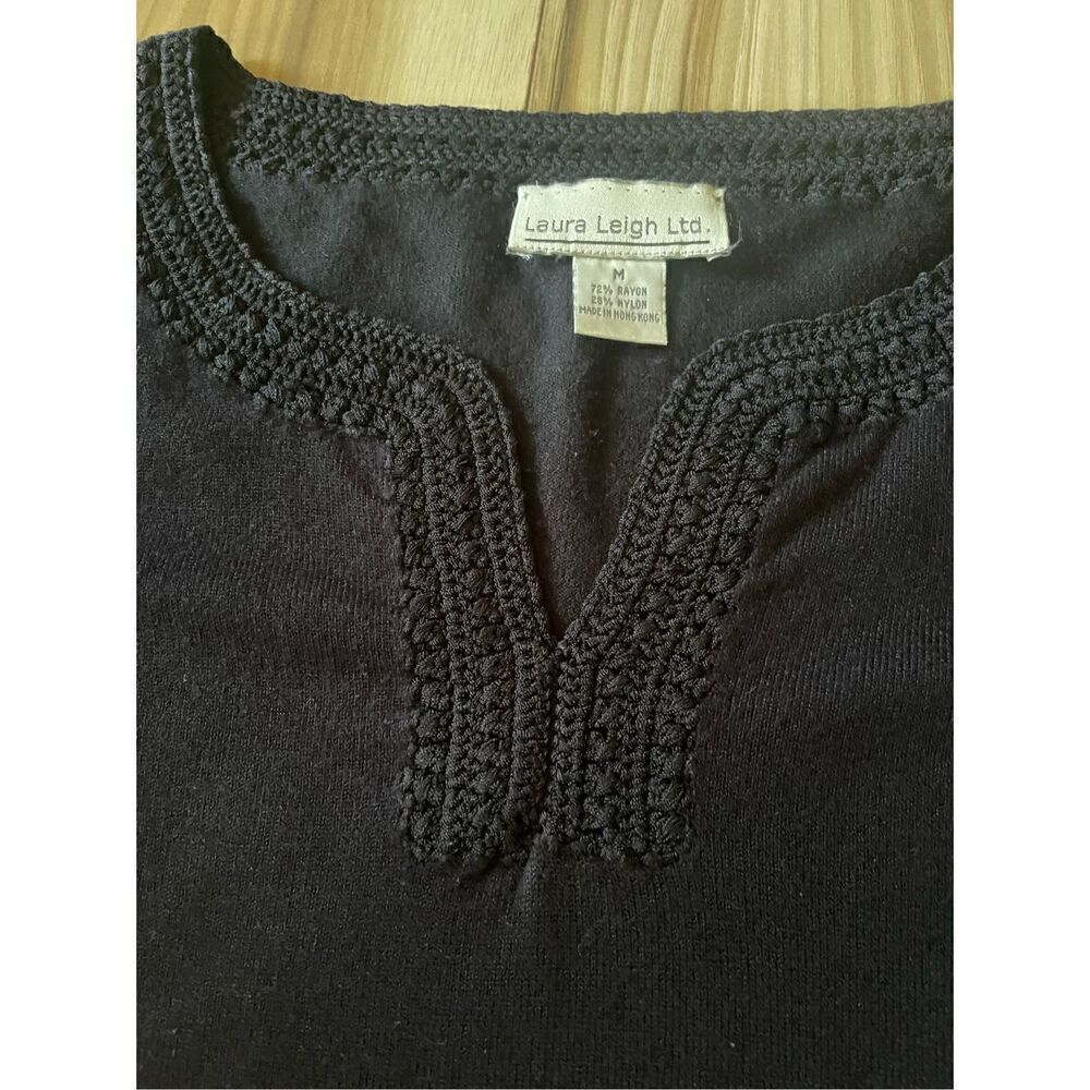 Laura Leigh Vintage Crotchet Black Women’s Top - Picture 5 of 6